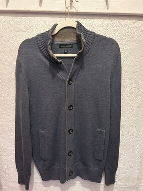 Banana Republic Men's Slate Gray Shawl-Collar Button Cardigan